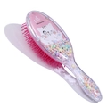 Pink cartoon cat hairbrush with colorful sequins and transparent glitter handle for styling - 1822 Cat Foam Style