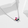 S925 sterling silver necklace with a colorful zircon flower pendant for women - 925 Silver / White