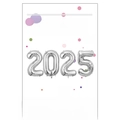 Set de ballons chiffre 2025 argentés 32 pouces en aluminium pour fête du Nouvel An - 4 Pièces/Paquet (Avec Carte) / Argent / 32 pouces