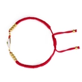 Handmade red rope bracelet with gold beads and United Arab Emirates flag charm pendant - Red Braided Rope