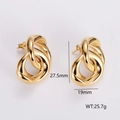 Detailed size and weight specs for vintage-style 18k gold plated chunky knot earrings - 3D Twisted Knot Metal Earrings (Style 8)