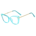 Occhiali cat-eye blu lago con stanghette in metallo dorato per un look retrò alla moda - Blu Trasparente Oro (C5)