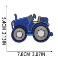 Macro detail of blue tractor embroidery patch showing dimensions 7.8cm by 5.4cm - Dark Blue Tractor (W9WJ-11-04)