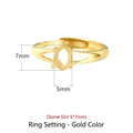 S925 sterling silver ring mount in gold finish for 5x7mm stones with adjustable band - Stone Size 5*7mm / Gold