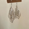 Silver tiered cutout leaf earrings with multi-layer metal sequins and hook design - Silver Multi-layer Hollow Leaves