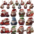 Set of 16 colorful wooden Christmas gnome and Santa Claus hanging ornaments with jute strings - Santa Claus Gnomes (24PCS)