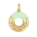 Mini donut jewelry pendant with light green enamel and gold plated finish for DIY necklace - Light Green Wave Donut (ACF6621-7)