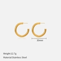Polished 30mm thick gold stainless steel hoop earrings for women in 12.7g weight - 30MM Gold