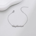Polished silver Sagittarius zodiac nameplate bracelet with adjustable chain link - Sagittarius Steel