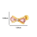 Golden titanium steel bow earring with pink pear-cut gemstones and 0.48cm height detail - 2# Golden (Pink Zirconia)