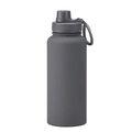 Dark gray matte stainless steel sports water bottle with convenient carry handle lid - Dark Grey - Sport
