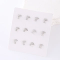 Set of six pairs of silver dolphin stud earrings featuring sparkling rhinestones on card - 6 Pairs Set / Silver (White)