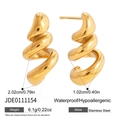 Detalles de tamaño de los pendientes de espiral en acero inoxidable con baño de oro 18K - Estilo Espiral Retorcido (JDE0111154)