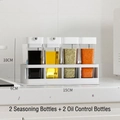 Set de condimentos de cocina japonés con dos aceiteras y dos tarros de especias con base - 2 Botellas de Aceite + 2 Botellas de Condimento + Base