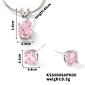 Détails du coffret collier et boucles d'oreilles rose avec mesures de dimensions - Rose