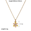 Gold snowflake pendant necklace with colorful enamel and diamond detail, 400mm+50mm length - Gold Pink Yellow Snowflake Necklace Style (TN60537-PY)