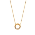 Elegante goldene Halskette mit einem verdrehten Kreisanhänger und funkelnden Strasssteinen - Halskette / Gold-Weißer Zirkonia