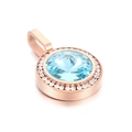 Ciondolo esagerato in oro rosa con cristallo azzurro e corona di diamanti micro-pave - Stile Blu Chiaro Oro Rosa (KP100759-K)
