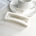 Matte white 13cm shark hair claw clip shown in a minimalist aesthetic setting - 13cm Extra Large Square Claw-Cream White
