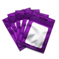 Metallic purple resealable bag with clear window and hanging hole for jewelry packaging - 6x10cm / Purple