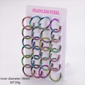 Rainbow stainless steel 18mm round hoop earrings set with metallic iridescent finish - 2.5mm Wire 18mm Inner Diameter / Colorful