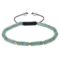 Bohemian adjustable braided bracelet with light green natural stone beads and gold spacers - Green Aventurine