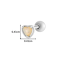 Silver stainless steel heart stud earring with milky opal gemstone and size markings - Heart Opal Simple Style (921-1# Silver)