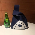 Navy blue knitted tote bag featuring a white puppy pattern on a white tabletop - 20*35cm / Navy Pug Pattern