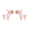Rose gold stainless steel stud earrings in hollow geometric deer animal shape - Geometric Deer / Rose Gold
