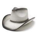 Handwoven western straw cowboy hat in white with grey gradient finish and wide brim - M (56-58cm) / Black and White Gradient