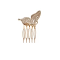 Elegant butterfly shaped metal hair comb in golden finish for women stylish hair accessory - Gold Left Side D4335