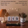 Japanese style wooden perpetual calendar with LED lights and gold metal frame decor - Love Black Base Calendar