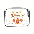 Transparent PVC Christmas makeup bag featuring gingerbread man and Merry text - 046-Merry Christmas Gingerbread
