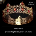 Lussuosa corona barocca dorata con cristalli rossi e motivo traforato, diametro 16cm - Rosso