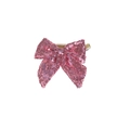 Pink sequin bow bowtie accessory for pets with shiny golden ribbon and metallic clip - Large Bow Tie Pink