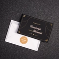 Elegant black gift card with gold foil lettering, white envelope, and seal sticker set - Style G-Wonderful Moment