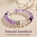 Elegante pulsera de cuentas de amatista púrpura con toques de cristal en un soporte - Pulsera De Amatista Natural (n.° 2) (en Una Exquisita Caja De Regalo)
