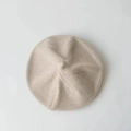 Breathable beige knitted beret hat for babies with a stylish minimalist painter style - Beige