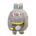 Cute gray plush dinosaur backpack for toddlers with adjustable straps and yellow details - Gray