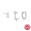 Three-piece S925 sterling silver earring set with marquise cubic zirconia in silver finish - White Gold #5