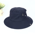 Navy blue wide brim outdoor sun hat with metal air vents and side snaps in nylon - One Size / Navy Blue