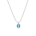 Collana a catena serpente d'argento con ciondolo ovale in opale blu stile vintage - Color Acciaio