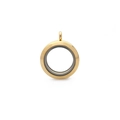 Golden stainless steel round glass locket pendant for photos and charms - 25mm Gold Color - Screw Open