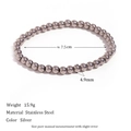 Elastisches Perlenarmband aus silbernem Edelstahl mit polierten 4,9 mm Rundperlen - 5mm / Silber