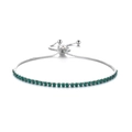 Detail of S925 sterling silver adjustable tennis bracelet with green zircon stones - 2mm Zirconia / Silver Green Stone