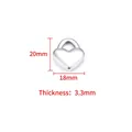 Polished silver heart pendant charm made of stainless steel with 20mm by 18mm dimensions - Polished Peach Heart Pendant 18x20mm / Steel