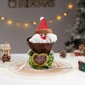 Green Christmas gift bag with Santa plush topper and heart-shaped transparent window - Heart Window Santa Apple Bag