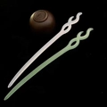 Minimalist Chinese style hair pins in translucent white and light green jade finish - White Snake Simple Hairpin