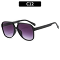 Occhiali da sole aviator C12 con montatura nera e lenti sfumate viola con doppio ponte - Montatura Nera Lenti Doppio Grigio