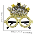 Glitzernde goldene Happy New Year Brille mit Kronen- und Sterndesign für 2026 - Stern Goldene Krone Stil